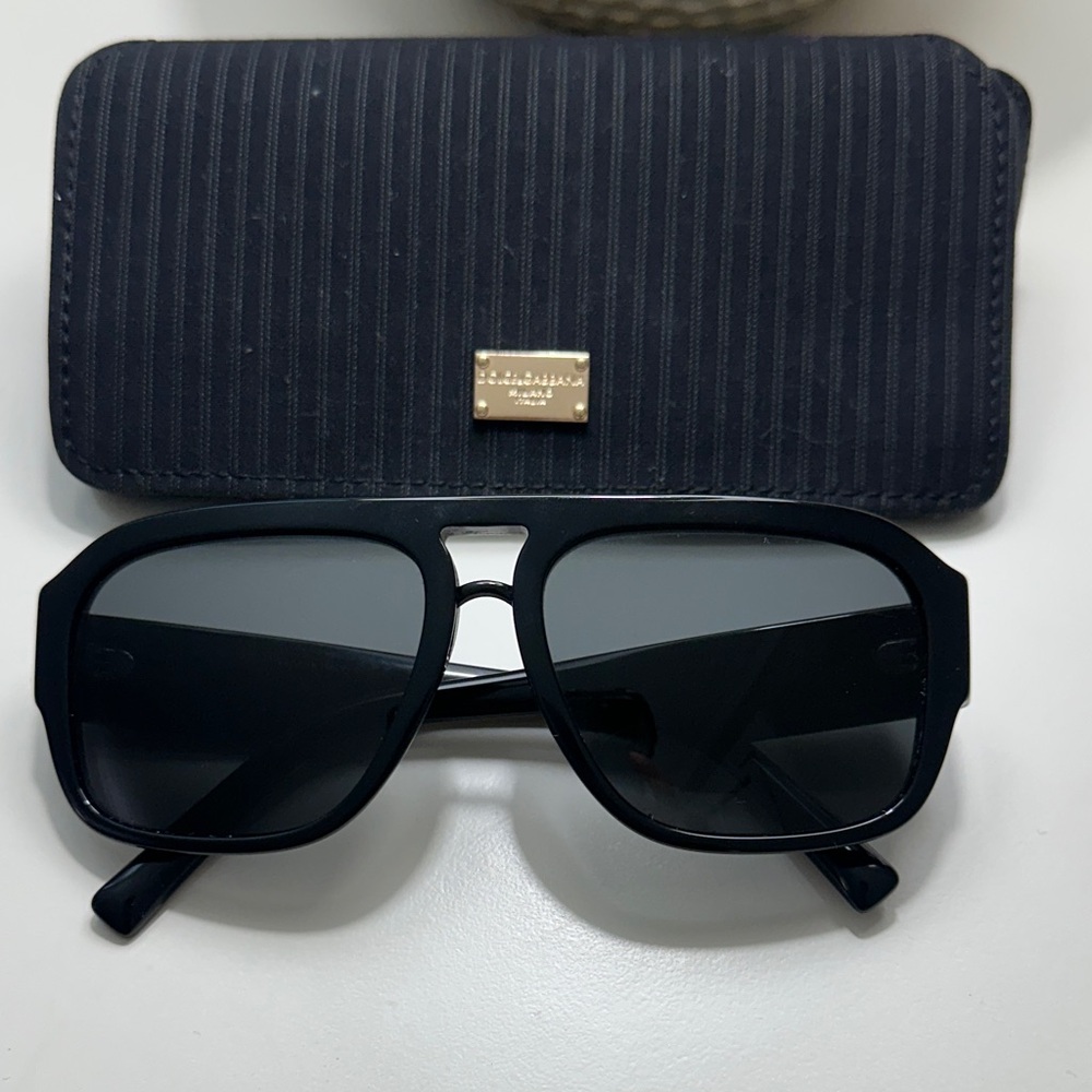 Dolce & Gabbana Black Aviator Sunglasses with Case